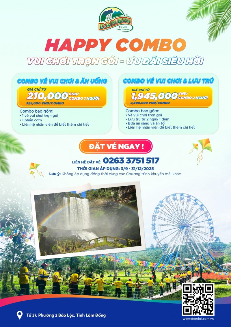 HAPPY COMBO ĐAMB'Rİ - VUI CHƠI TRỌN GÓI, GIÁ HỜI SIÊU HẤP DẪN!